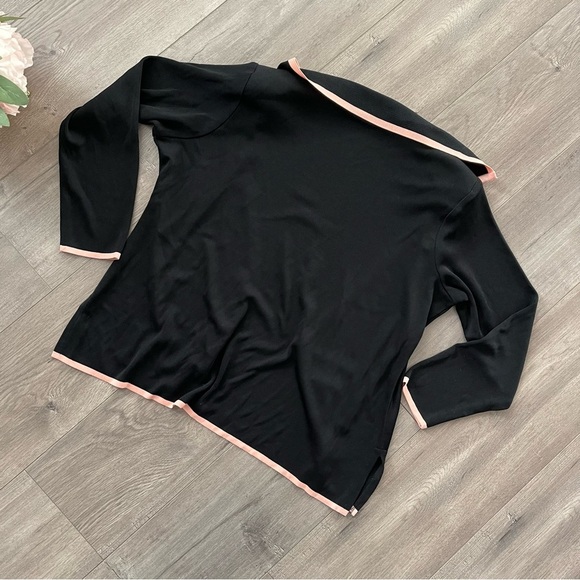 New Misook Black Pink Trim Cardigan Sweater 1 Petite - Picture 2 of 3